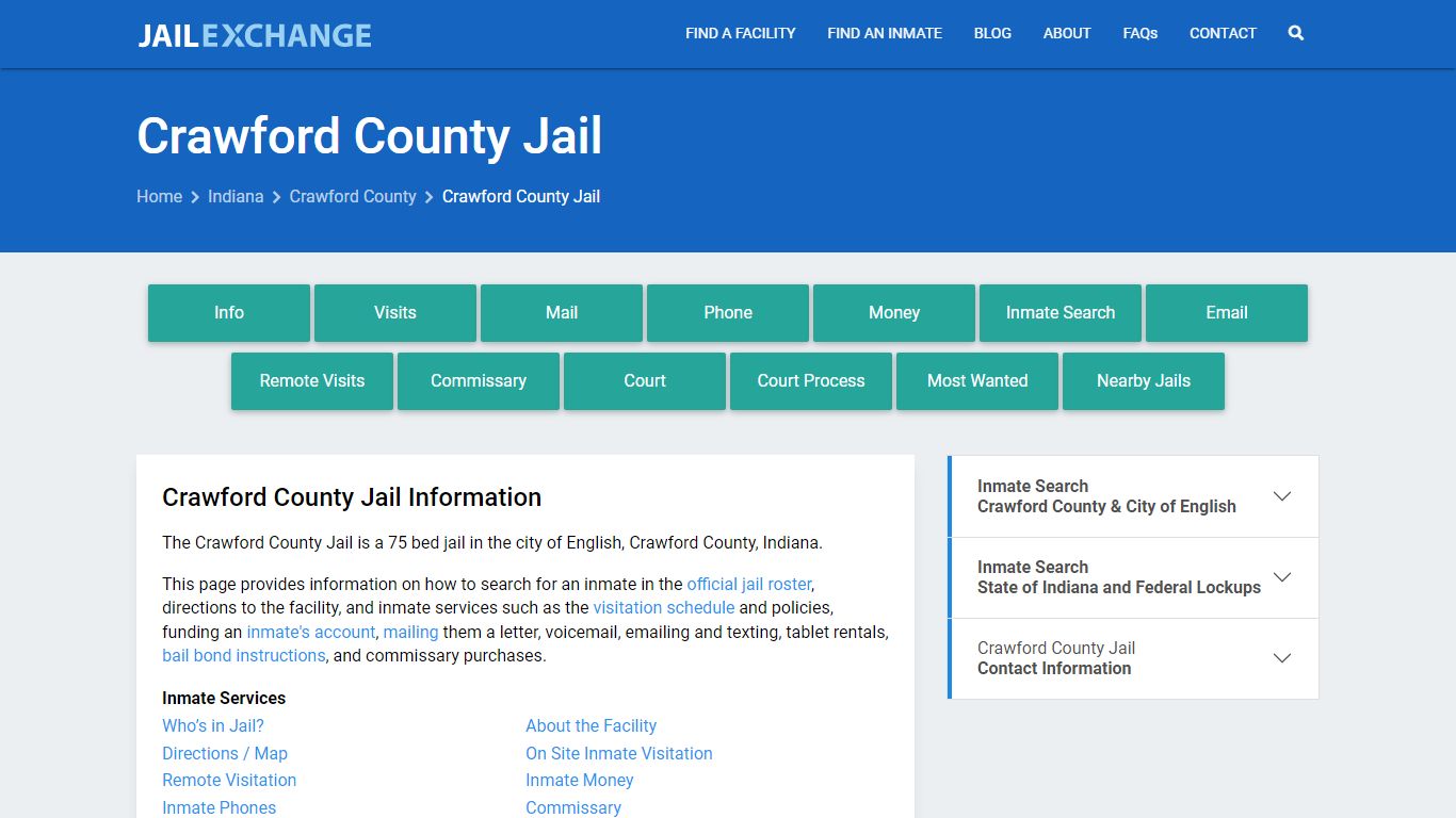 Crawford County Jail, IN Inmate Search, Information